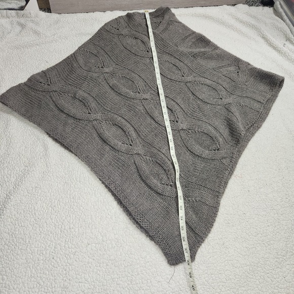 Cocogio Italy Poncho Chunky Sweater Cable Knit Wool Alpaca Blend Gray One Size - Picture 7 of 8